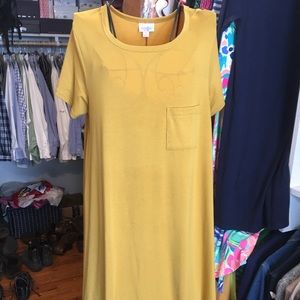 EUC Solid Mustard Carly Lularoe Dress! Small
